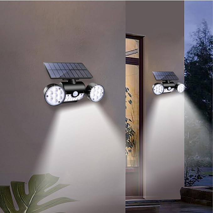 2 Pack Solar Outdoor Lights 30 LED Motion Sensor Solar Spot Lights Outdoor IP65 Waterproof Dusk to Dawn LED Motion Sensor Outdoor Lights for Yard Landscape Garage Pathway Wall