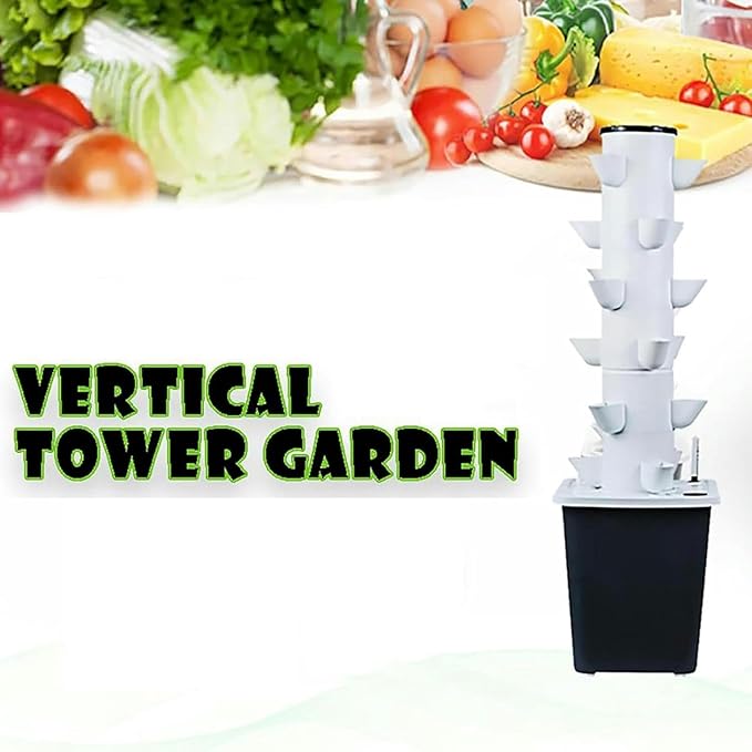 Hydroponics - System of Hydroponic Cultivation of 15 Hydroponic Cultivation Tower with Timer PVC Plants Cultivation Systems for Home Office