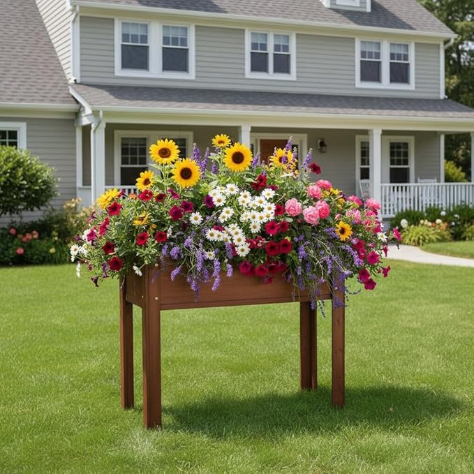 31x31x16 inch Raised Garden Bed with Legs Elevated Wooden Planter Box for Outdoor Plants Flowers Fruits Vegetable Herb Growingg