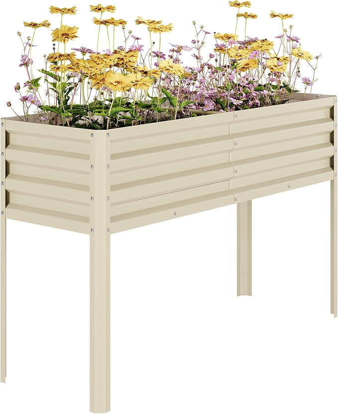Galvanized Raised Garden Beds 6x3x1 ft Outdoor Large Open Base Planter Boxes with Safety Edging &amp Gloves for Vegetables Flowers &amp Herbs