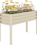 Galvanized Raised Garden Bed with Legs 50×17×32 in Large Elevated Planter Box for Outdoor Plants Sturdy Metal Raised Garden Beds for Vegetables Flowers &amp Herbs Backyard Patio Beige