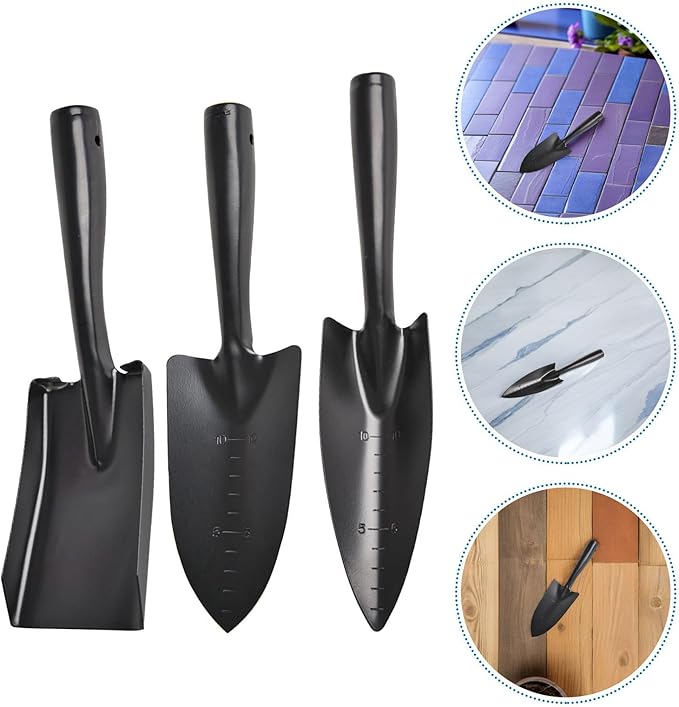 DECHOUS 3pcs Gardening Hand Tool Set Manganese Steel Small Garden Shovels with Measuring Scale Ergonomic Portable Trowels for Indoor Outdoor Planting and Transplanting