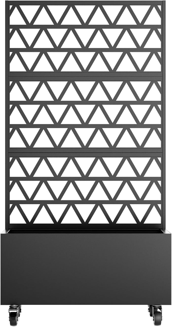 Metal Planter Box with Integrated Trellis 72.05x35.83x16.14 Inches Raised Garden Bed with Privacy Screen for Climbing Plants and Vegetables Assembly Required