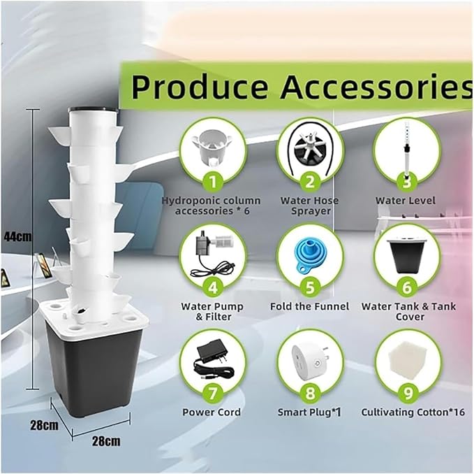 Tower Garden Hydroponics Growing System Hydroponics Tower Garden Hydroponic Growing System Fruits and Vegetables Indoor Herb Garden Kit with Hydrating Pump Net Pots and Timer