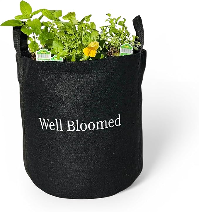 Gardenuity Well Bloomed Garden – Edible Flower and Herb Garden Kit Live Bonnie Plants Miracle-Gro Plant Food Soil &amp 5-Gallon Grow Bag – Limited Edition