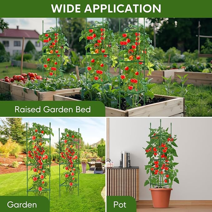 8PCS Tomato Cages for Garden Tomato Trellis for Raised Garden Bed 51.2 Tall Cage Plant Support for Pots Gardening Supplies Trellis for Climbing Plants (8PCSHigh: 51.2 Inch)