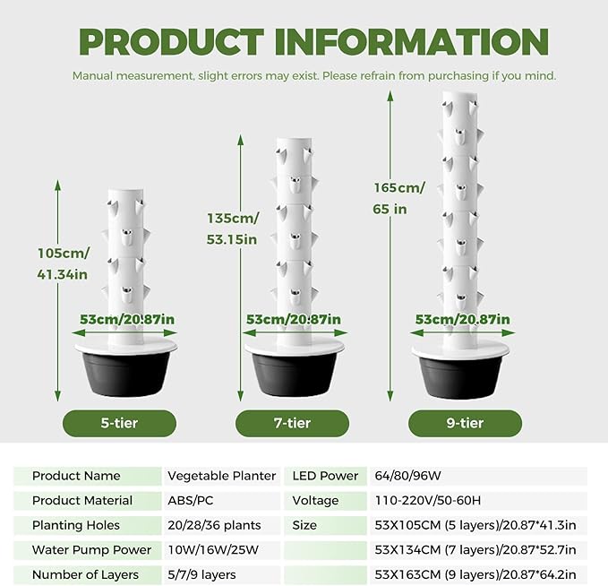 Garden Hydroponic Grow Auto Water Circulation 5Tier 20Plants 30L Tank Hydroponic Growing System Kit for HerbsVegetablesWheatgrassFlower Black-OutdoorVersion