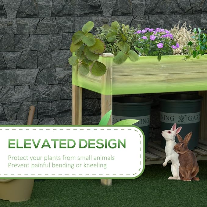 36 X 20 X 30 Raised Garden Bed Elevated Wood Planter Box with Legs and Spacious Storage Shelf for Growing Vegetables Herbs and Flowers