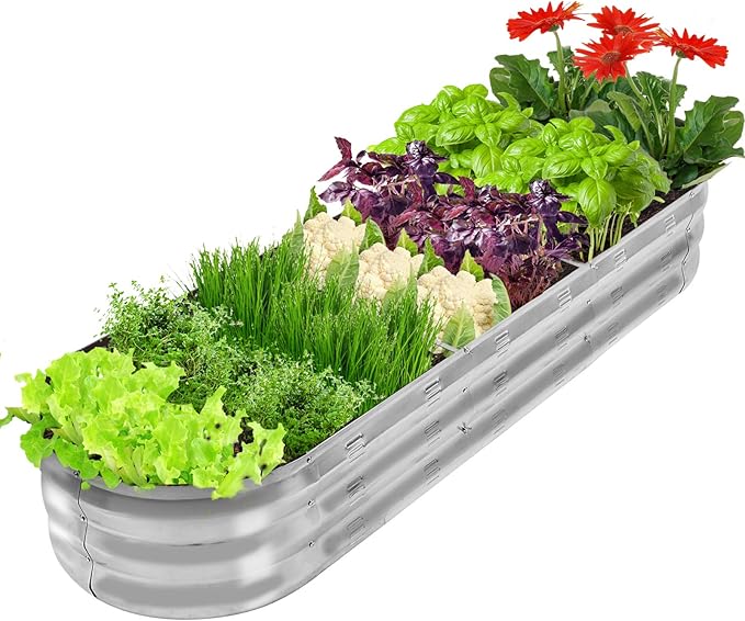 GADI 67-Inch Galvanized Raised Garden Bed Metal Planter Box for Vegetables and Flowers Large Outdoor Gardening Kit Easy DIY Assembly Weather-Resistant &amp Rust-Proof