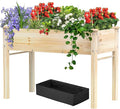New Upgrade Wooden Raised Garden Bed 48x24x31IN Elevated Reinforced Large Planter Box with Legs for Vegetable Flower Herb Outdoor Standing Growing Bed for Gardening/Backyard/Balcony Liner Included