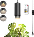 Zoomable Remote Pendant Grow Lights with Auto On/Off Timer 30W Full Spectrum LED Plant Light 2700K-6000K Dimmable Plug in Hanging Lights for Indoor Plants 20FT Power Cord Black