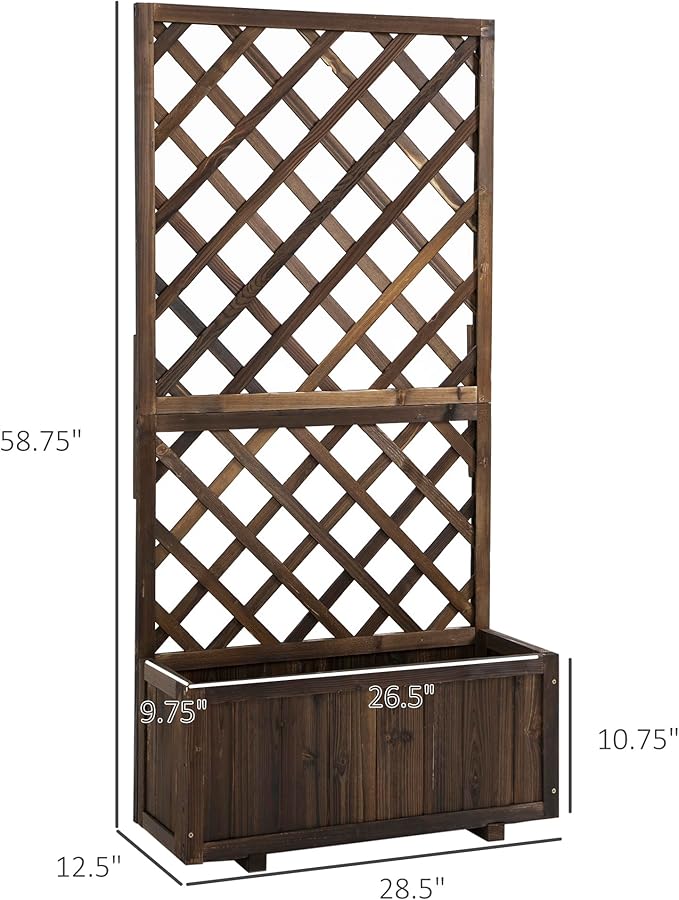 Garden BedWooden Raised Garden Bed Planting Planter Box with Trand Drain Holes for Climbing Vine Plants