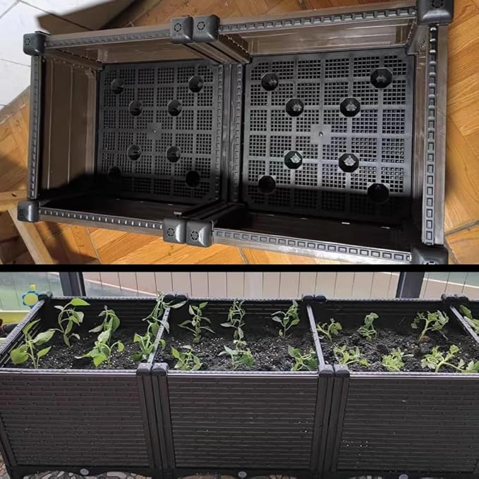 Plant Planters with Raised Bed Plastic Trellis with Wheels Outdoor Plant Climbing Frame for Tomato Rose Hydrangea Climbing PlantsBrown