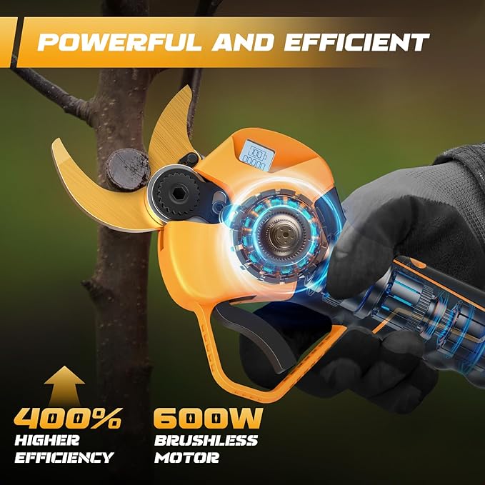 2-in-1 Pole Pruning Shears Cordless 1.6 Cutting Diameter Electric Pruning Shears with Extension Pole 21V 2×4.0Ah Battery Powered Pruner 13.7FT Reach Power Pole Pruner for Tree Trimming
