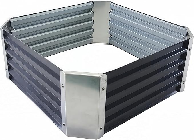 3.2ft x 3.2ft Galvanized Raised Garden Bed Horticultural Planting Box Metal Planter Boxes Outdoor Suitable for Plants Flowers Vegetables Herbs Fruits Dark Grey