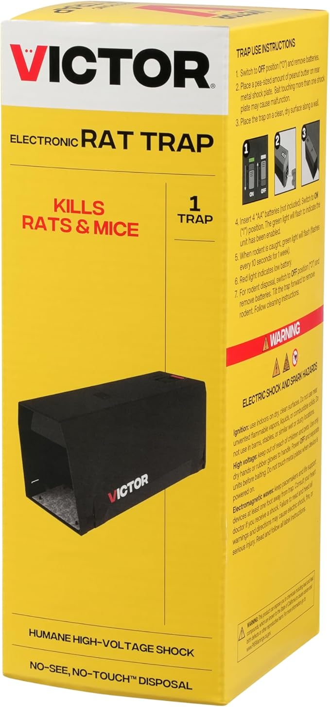 Victor Indoor Electronic Rat Trap Humane Electric Rat Traps Indoor for Home No Touch No See Traps - M241B - Quickly and Humanely Kill Rats Indoors - (Pack of 4)