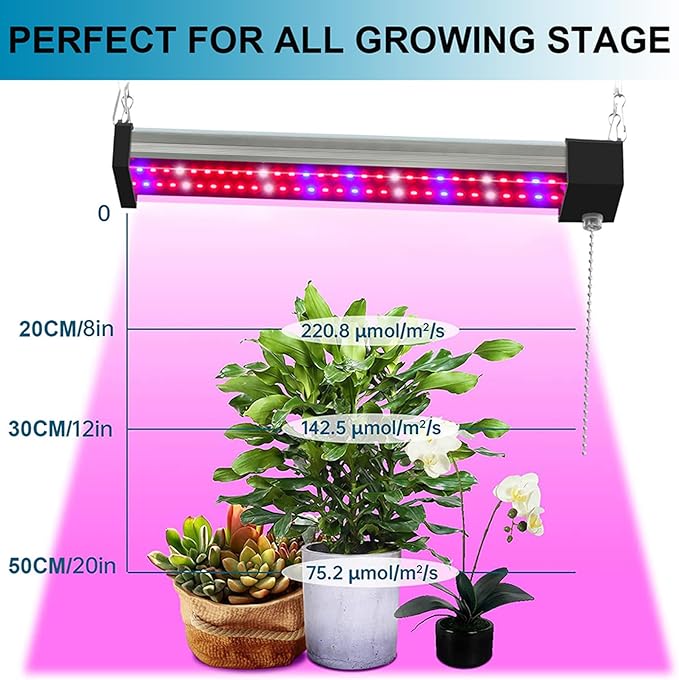 LED Plant Grow Light Full Spectrum Sunlight Plant Light Veg/Bloom Daisy Chain Heat Lampwith Pull Chain Switch for Plants Growing TentA100CM