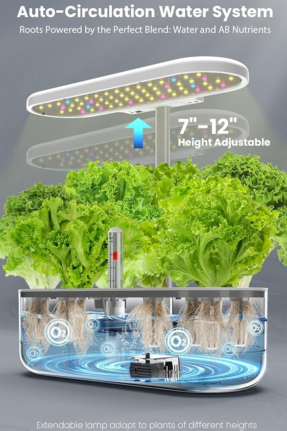 inbloom 12 Pods White Hydroponics Growing System and Hydroponic Plant Food 1000 ml
