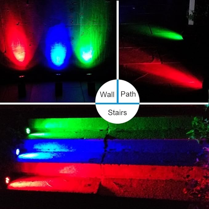 T-SUN Solar Spotlights Outdoor Waterproof Auto Turn ON/Off Solar Lights Blue 2 Pack &amp Yellow 2 Pack