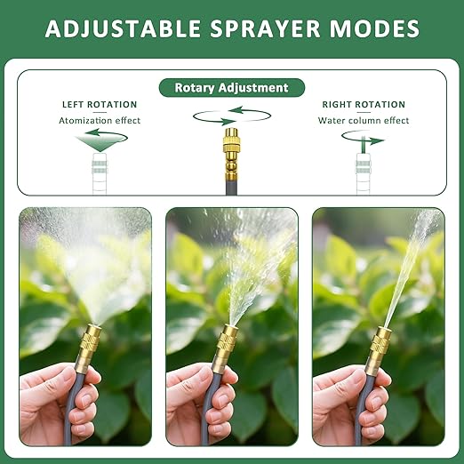 Drip Irrigation System 100FT 1/4 360°Adjustable Garden Watering System with 16pcs Copper Nozzles Drip Irrigation Kit for Outdoor Plants Greenhouse Watering System
