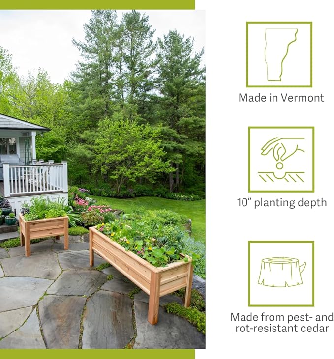 Gardener's Supply Company Wheelchair Accessible Garden Bed | Outdoor Elevated Cedar Planter Bed with Rust-Proof Aluminum Corners