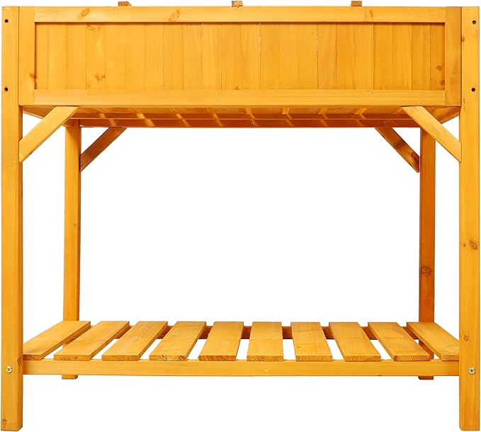 Raised Garden Bed with Legs Wooden Elevated Planter Box with 8 Grids Divider Protective Liner Standing GPlanter Bed for Vegetables Flowers Herbs on Deck Patio Backyard