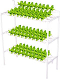 Hydroponics Growing System Kit 90 Plant Sites 3 Layer 10 Food-Grade PVC-U Pipes Hydroponic Planting Set with Water Pump Pump Timer Nest Basket and Sponge for Leafy Vegetables