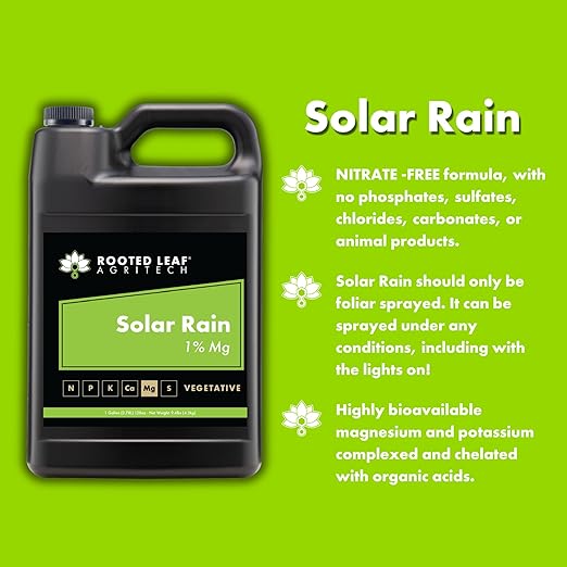 Solar Rain - Carbon Based Magnesium Foliar Spray Concentrate Nutrients That are 100% Bioavailable for Garden Vegetables Grass Cactus Lawns Potted Trees Bamboo - 1 Gallon