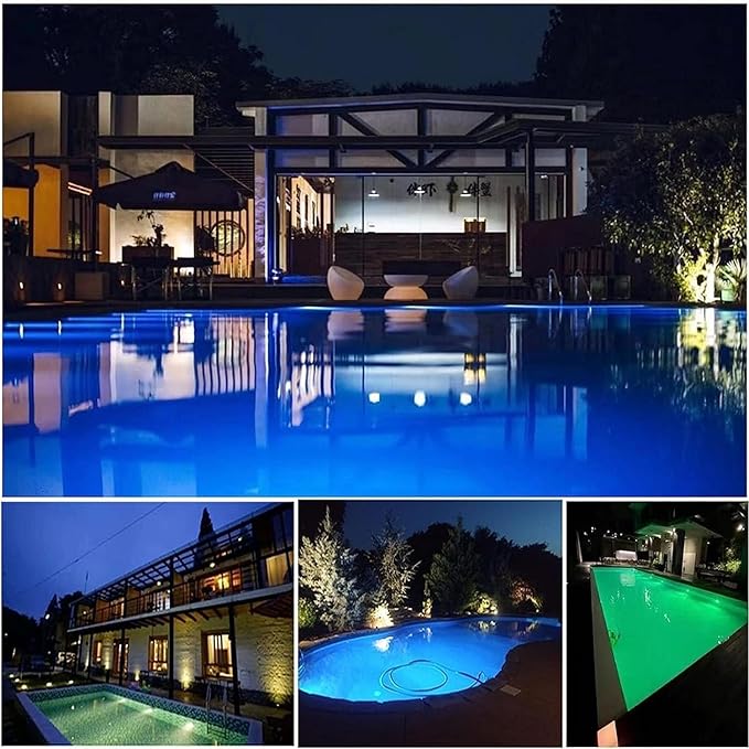 Ground Lights Underground Light Waterproof Middle Hole LED Landscape Lights 12/24V Ring Fountain LED Lamp with Remote Control Spotlights(24W(12V)) (RGB+Remote Control 9W(12V))