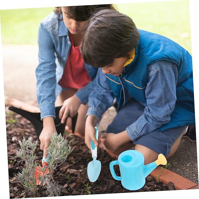 GALPADA Kids Gardening Tools Set Hand Planting Tools for Boys and Girls Includes Rake Shovel Watering Can and Storage Bag for Outdoor Gardening Activities