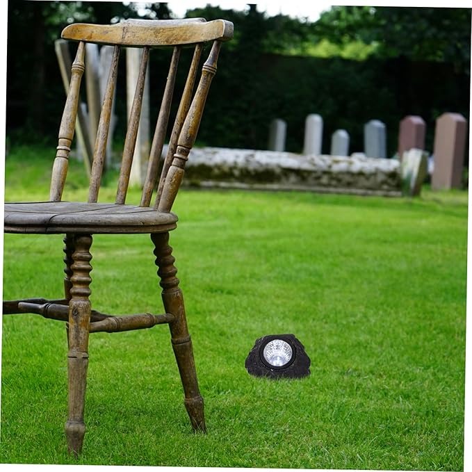 DOITOOL 2 Pcs Solar Powered Waterproof Stone Shape Garden Light for Outdoor LED Spotlight Simulation Design for Pathway and Decoration