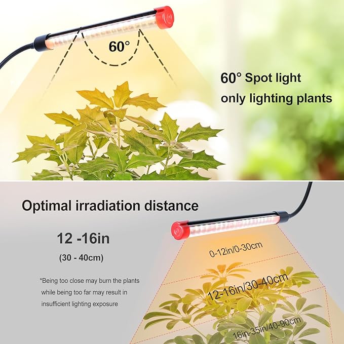 10Head Grow Light with Stand for Tall&ampLarge Indoor Plants Bonsai Tree Big Coverage and Bright Plant Growing Lamps 4/8/12/16/20H Timer 90 Watt Power Draw NO Need Adapter 360° Gooseneck