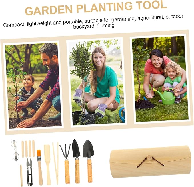 Garden Tool Set with Ergonomic Handles Portable Lightweight Gardening Kit for Indoor Outdoor Plants Bonsai Succulents and Vegetable Transplanting Digging Loosening Accessories