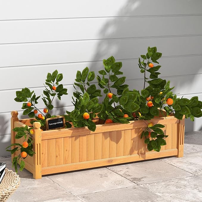 IRONMAX Raised Garden Beds 43.5 X 16 X 14 Wooden Planters for Outdoor Plants Vegetable Flowers Herbs Elevated Planter Boxes with Drainage Holes for Patio Backyard Balcony
