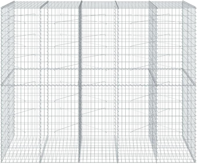 Gabion Basket with Cover 98.4 x 39.4 x 78.7 Galvanized Iron Metal Garden Bed Outdoor Raised Planter for Landscaping and Garden Use