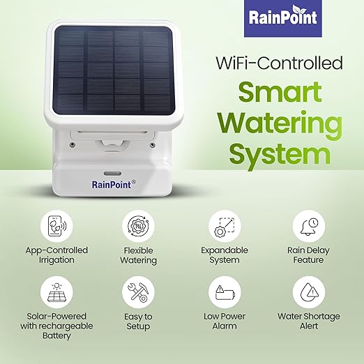 BALDR Automatic Solar Plant Watering System - WiFi Solar Drip System &amp App-Controlled Water Pump with Timer - Indoor Solar Power Irrigation System Smart Scheduling for House Plants While You are A