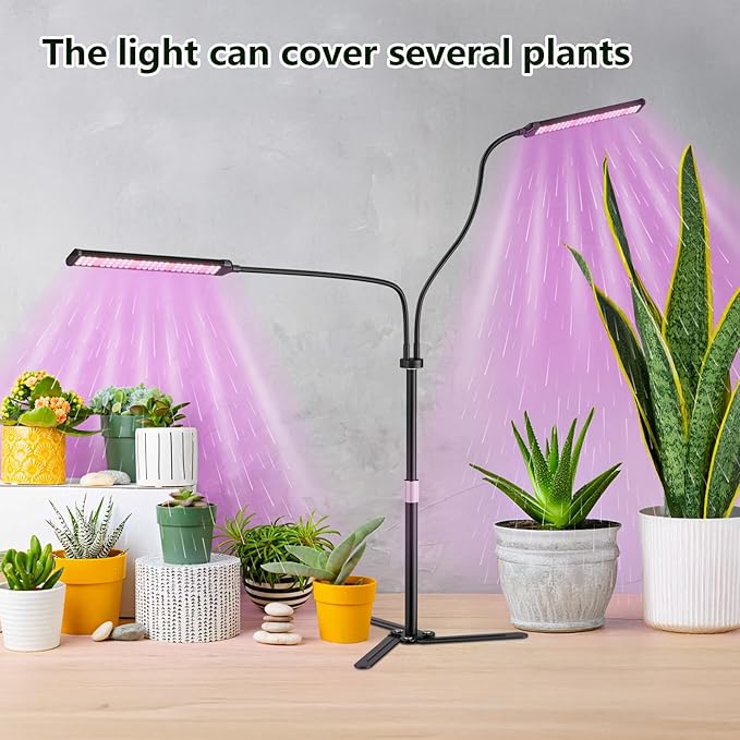 Super-Energy Tabletop LED Grow Lights 9.8-32Height Adjustable for Indoor Small/Medium Plants 6000K Full Spectrum with 3 Dimmable Model Auto On Off Timing 3 9 12Hrs5 Brightness(Strip Black)