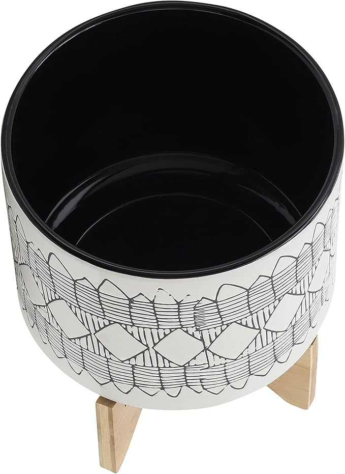 10 Planter ON Wooden Stand Gray