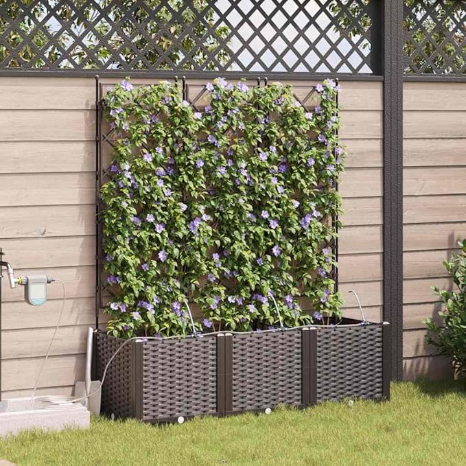 Garden Brown 47.2 x 15.7 x 55.9 Steel Raised Garden Bed UV Resistant Planter Box for Outdoor Plants Integrated Irrigation System
