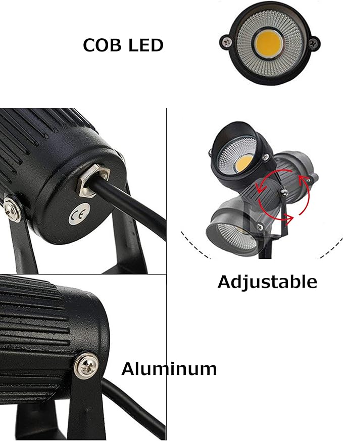 Outdoor LED Spotlight Timer Waterproof Bright Outdoor Flag Light Landscape Automatic Mini Lawn Lamp 7W Graden Lights Lawn Decorative Lamp with Plug Courtyard Front Yard Warm White WJTG0007