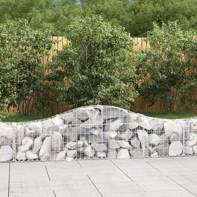 8-Pack Curved Galvanized Iron Raised Garden Bed 78.7x11.8x15.7-23.6 Outdoor Planter Box Set for Rock Fill Sound Barrier Patio Backyard Landscaping