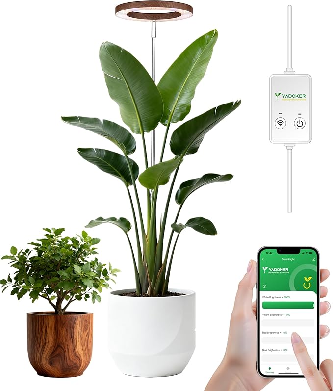 yadoker Plant Grow Light Smart Plant Light Compatible with AlexaGoogle for Indoor PlantsHeight AdjustableCustomized Light BrightnesssMultiple Timers