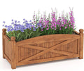 Giantex Wooden Raised Garden Bed w/ 5 Drainage Holes Elevated Rectangular Outdoor Planter Box for Flowers Herbs Vegetables Wood Gardening Container for Patio Garden Yard Balcony 36'' x 16'' x 15''