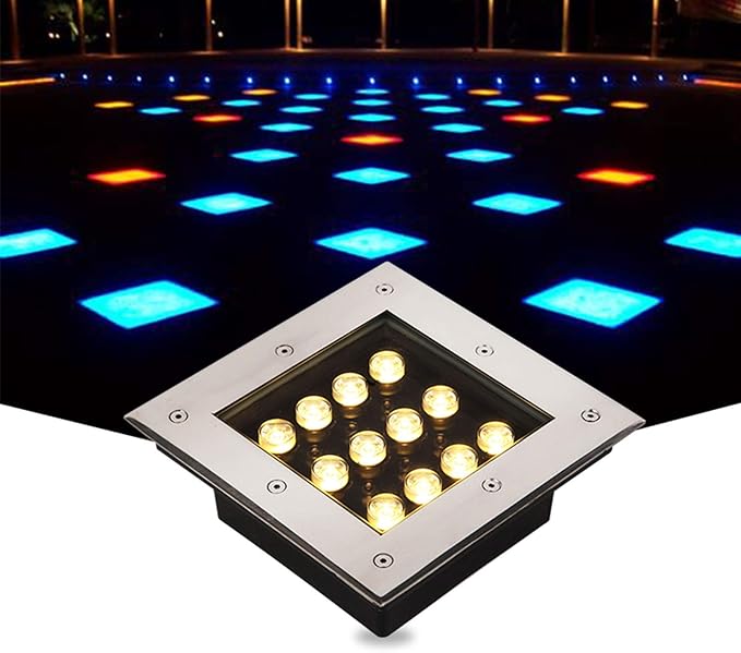 Outdoor Inground LED Landscape Lights - Waterproof IP66 Underground Pathway Spotlight AC85-265V 8 Color Options (9W Red 9W Purple)
