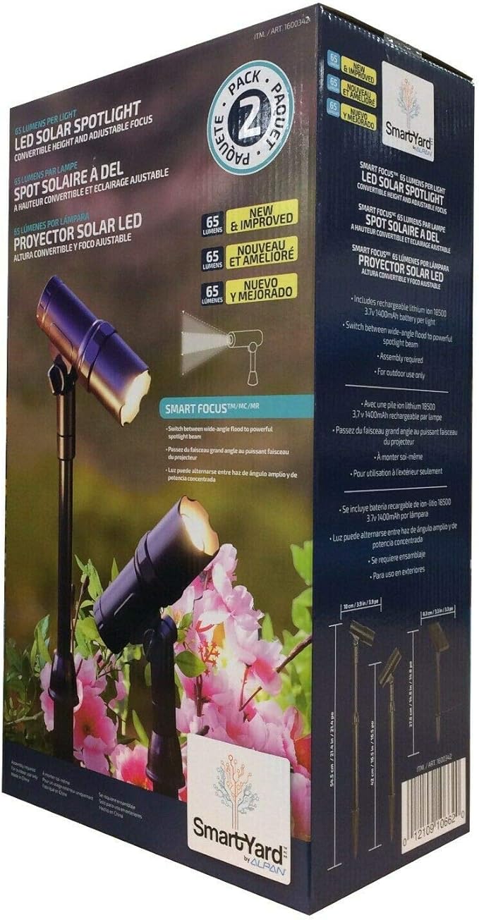 Smartyard SmartYard Solar LED Spotlight 2 Count Bronze Warm White