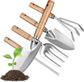 Stainless Steel Garden Tool Set with Smooth Wooden Handles Gardening Hand Tools for Planting Weeding and Digging Rust-Resistant Kit Gift for Men and Women