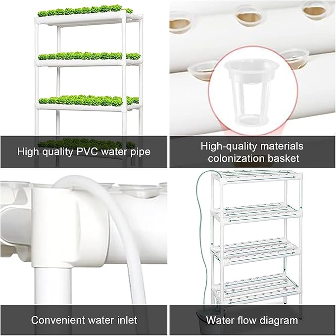 Hydroponic Growing Kits 4 Layers 108 Plant Sites Hydroponic Growing System Home Indoor Planting Kit with Water Pump Pump Timer &amp Pulley Foot Hydroponic Grow Kit for Men Women