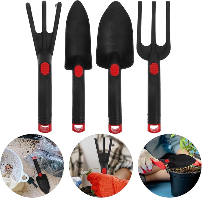 Mini Garden Tool Set for Yard Working – 4pcs Ergonomic Hand Tools Kit with Trowel Rake and Spade for Gardening Enthusiasts