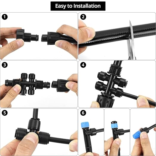 QWORK 230FT Drip Irrigation System Automatic Sprinkler System Kit Garden Watering System 10-Minute Install Microdroplets &amp Adjustable Modes