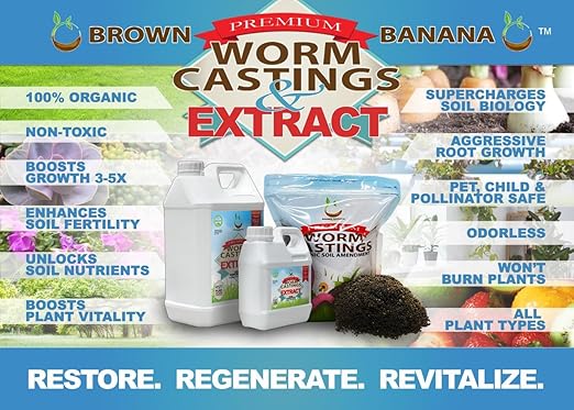 Organic Worm Castings Extract - Natural Liquid Plant Food for Stronger Roots Bigger Blooms and Healthier Soil Liquid Worm Tea Concentrate - 1 Gallon